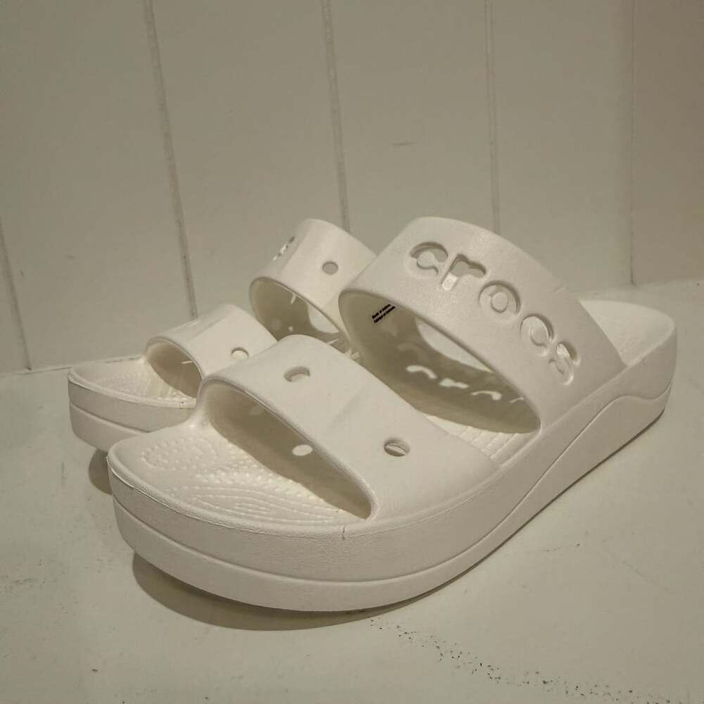 Crocs Baya Platform Slide Sandals Size 7 White